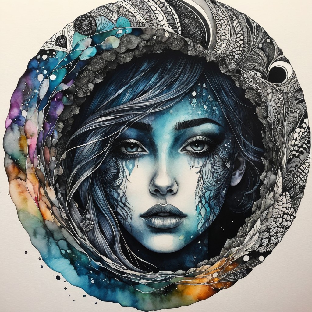 Vibrant Female Portrait with Intricate Patterns