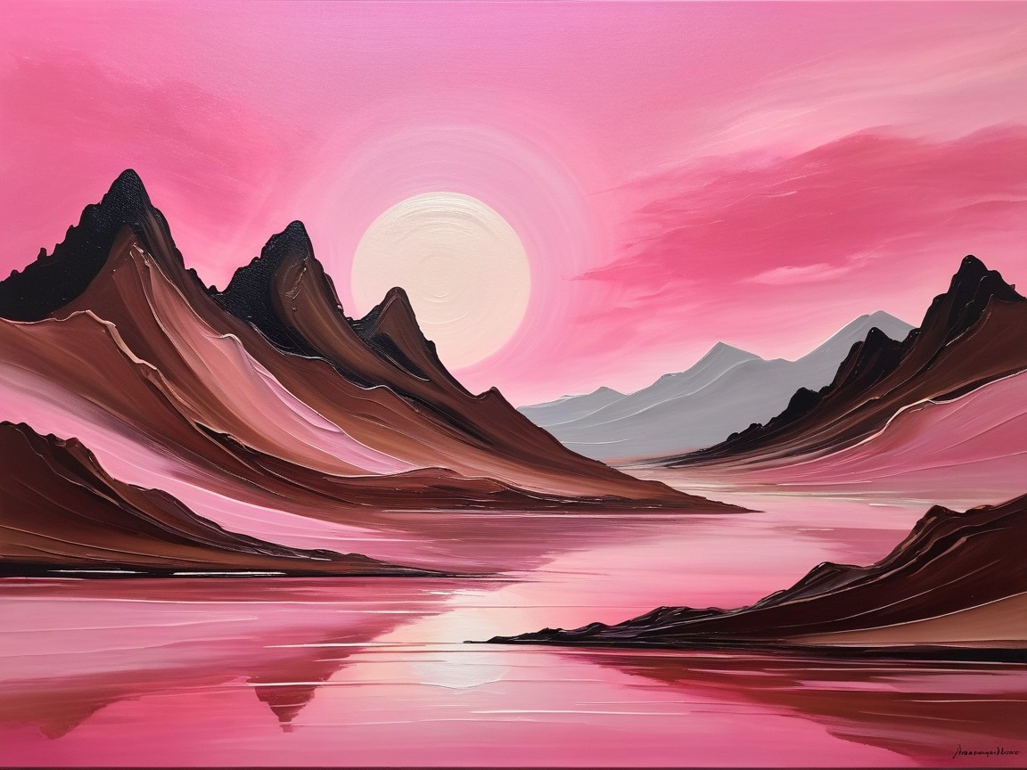 Vibrant Landscape Painting with Mountains and Lake