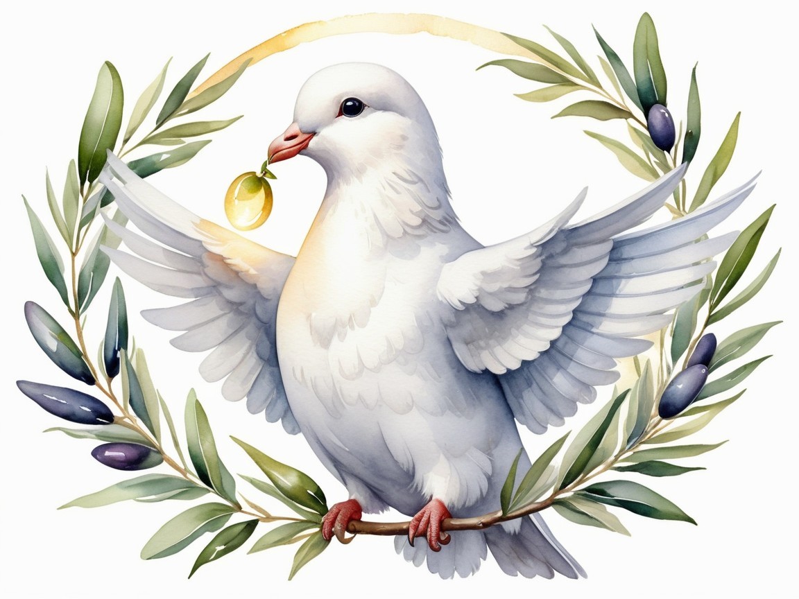 White Dove with Olive Branch Symbolizing Peace