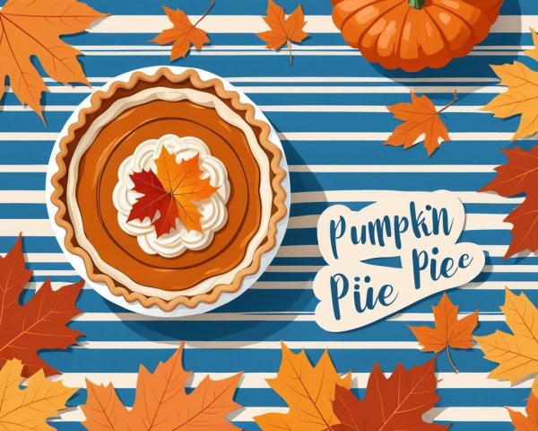 Pumpkin Pie with Whipped Cream and Autumn Decor