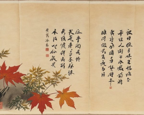 Traditional Japanese Folding Screen with Autumn Leaves