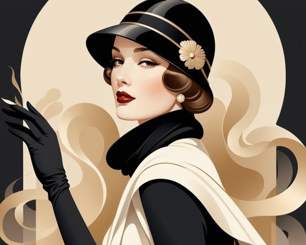 Vintage Elegance of a Glamorous Woman in 1920s Style