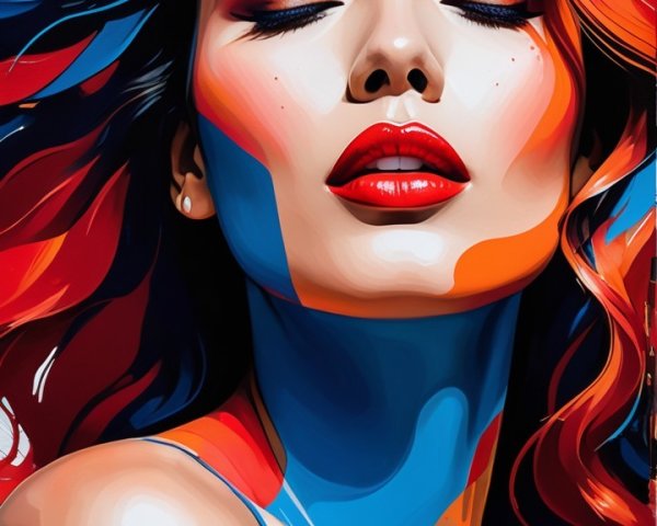Portrait of a woman with vibrant multicolored hair