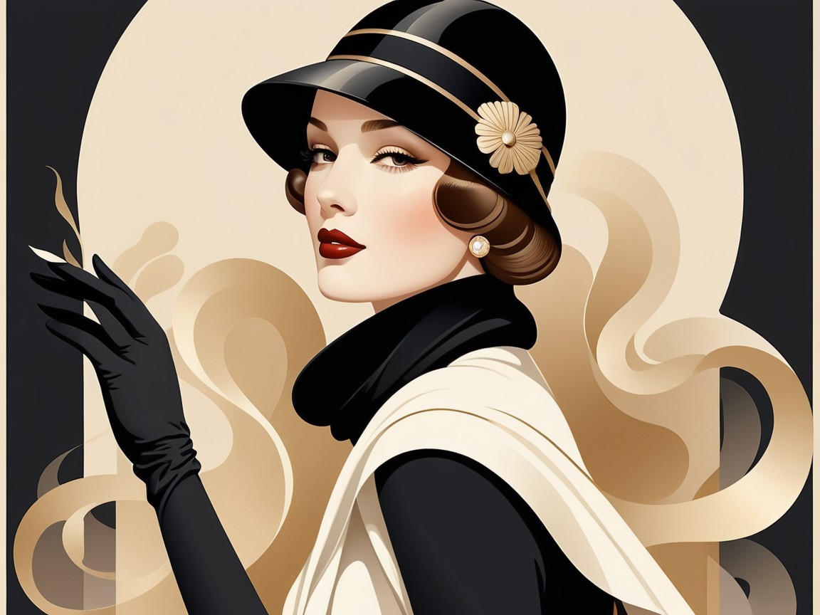 Vintage Elegance of a Glamorous Woman in 1920s Style