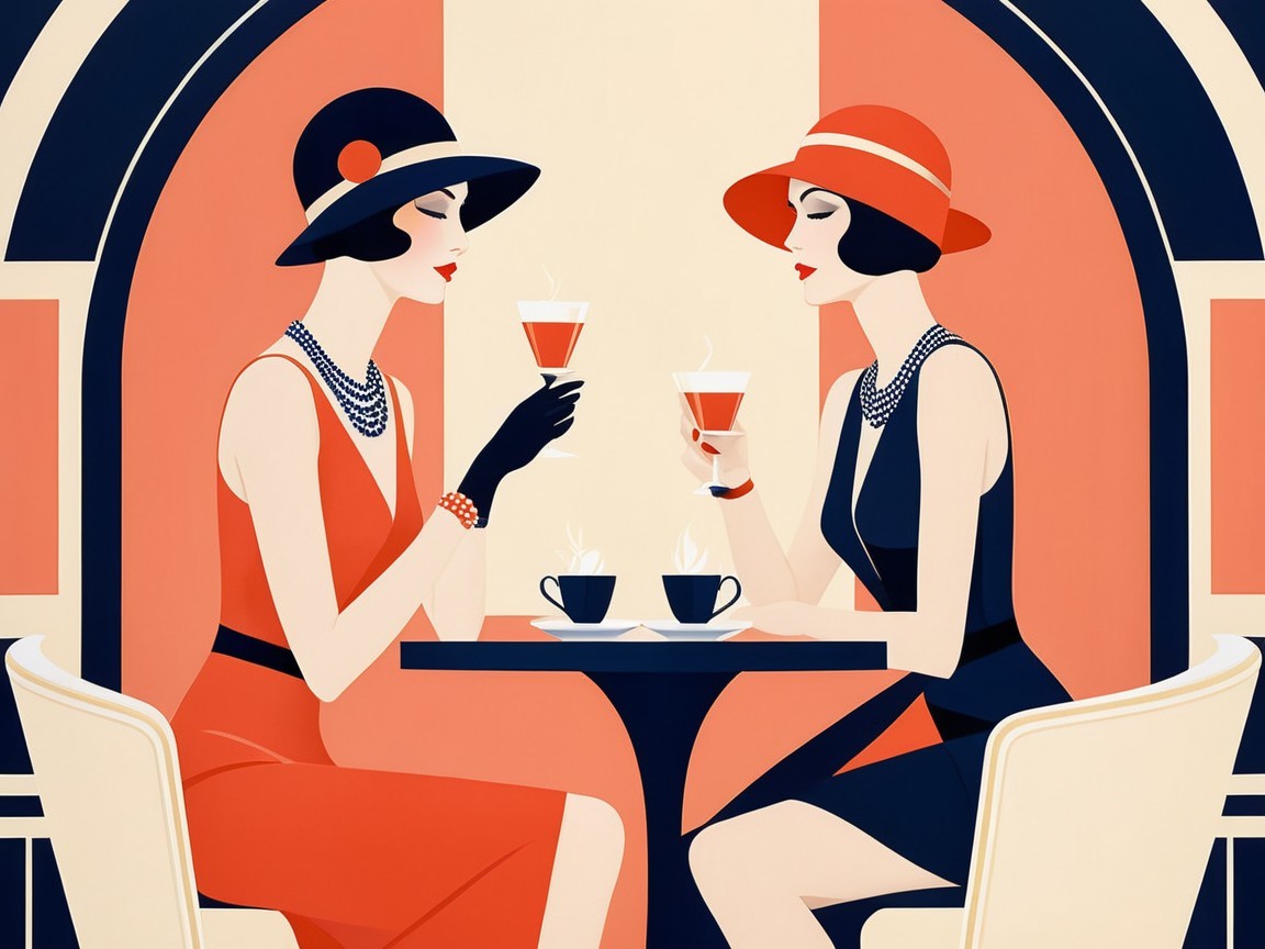 1920s Elegantly Dressed Women in Vintage Setting