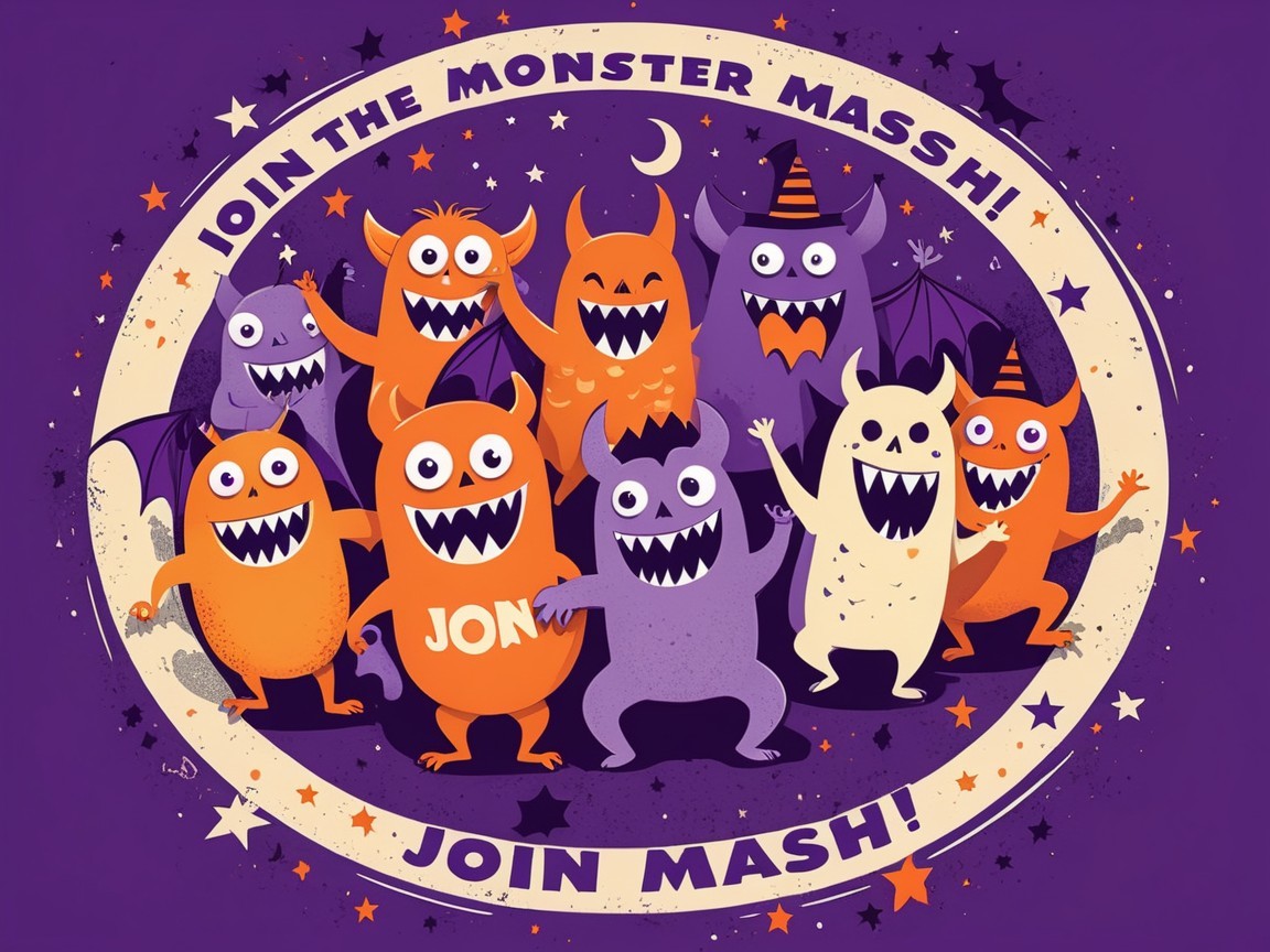 Cheerful Cartoon Monsters in Colorful Illustration
