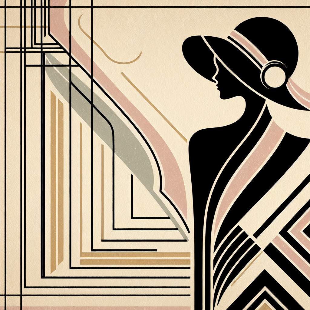 Stylized Silhouette of Woman in Art Deco Style