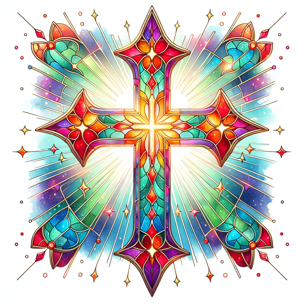 Vibrant Stained Glass Cross with Colorful Design