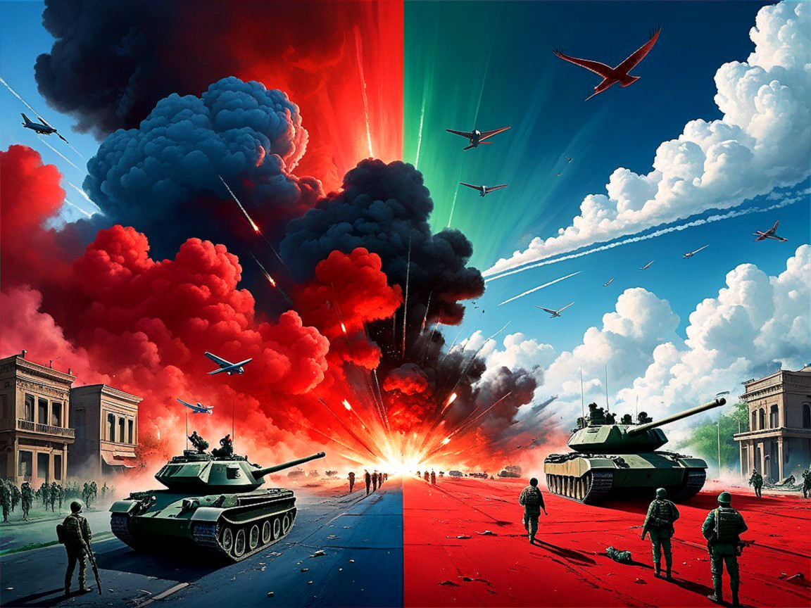 Artwork Depicting War and Peace Through Color Contrast