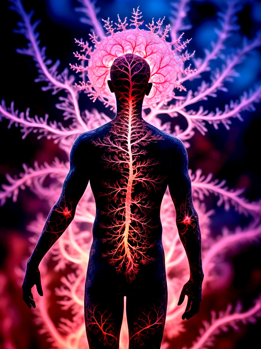 Stylized Silhouette with Neural Patterns and Colors