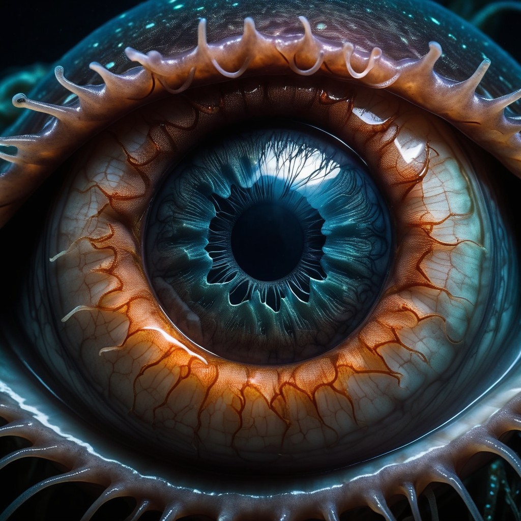 Close-Up of a Detailed Blue and Amber Eye