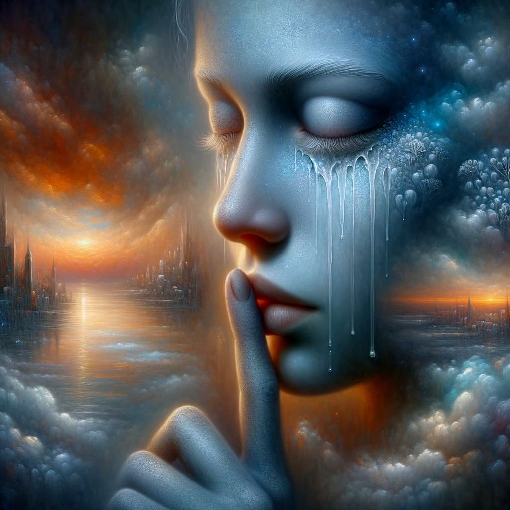 Surreal Portrait of a Woman in Ethereal Blue Hues