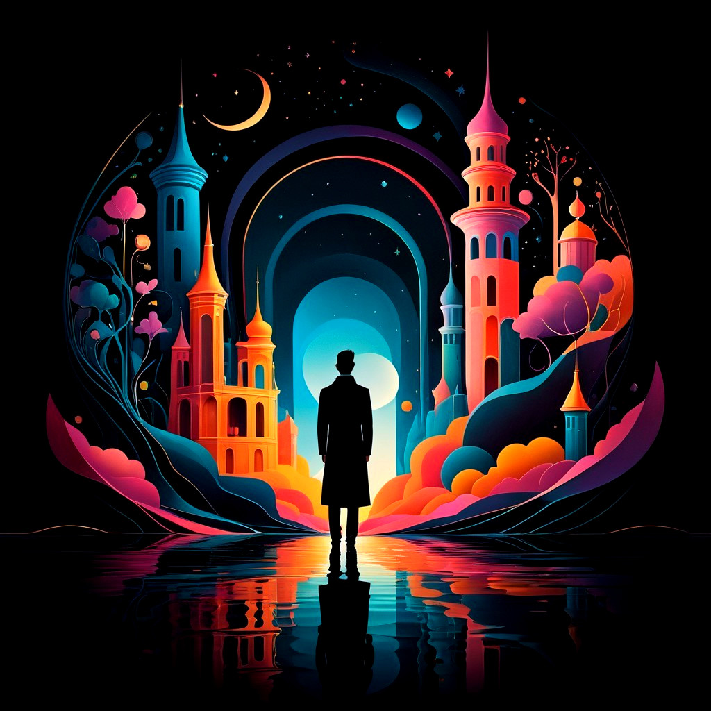 Vibrant Landscape with Fantastical Towers and Arches
