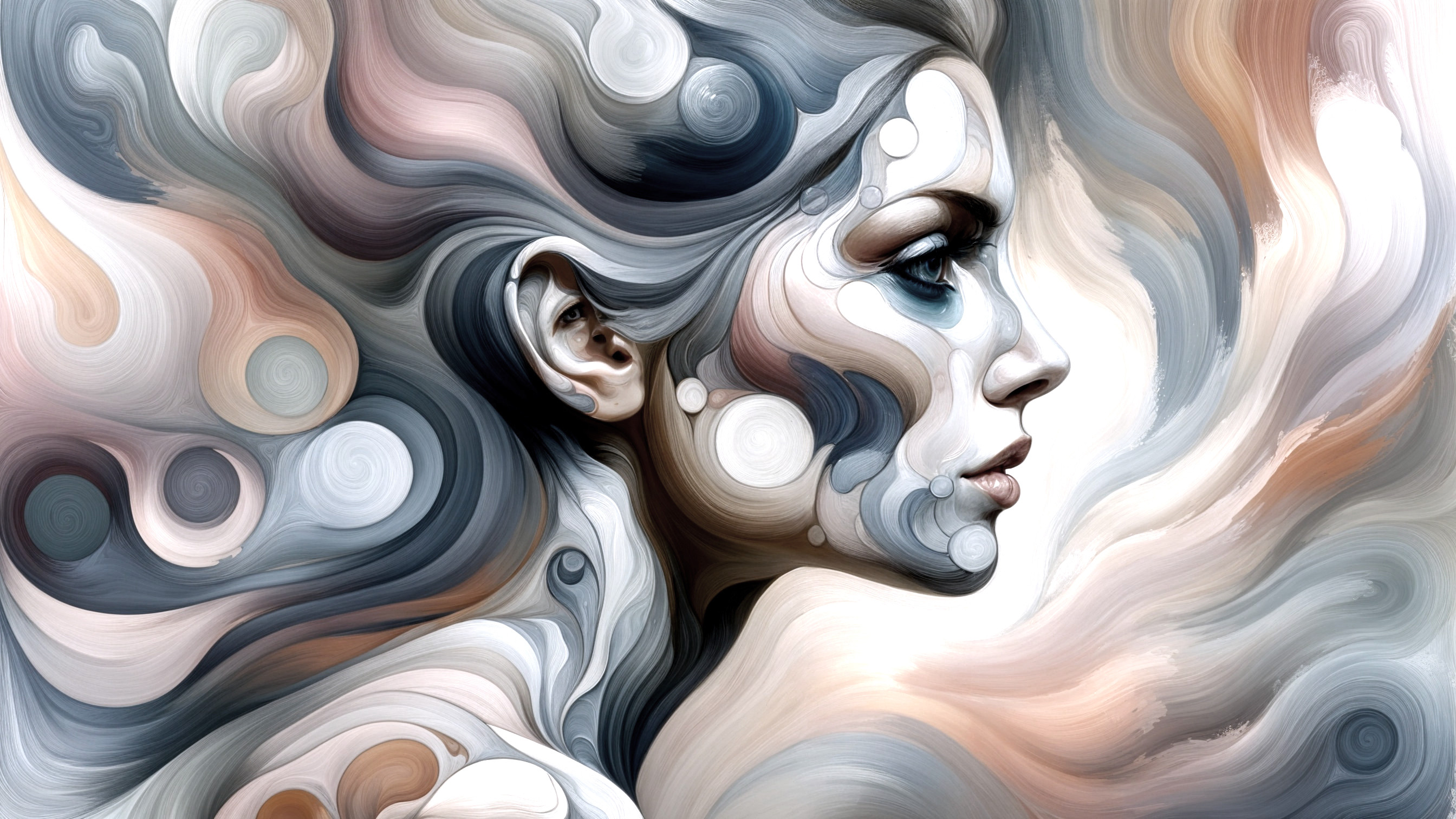 Stylized profile of a woman's face with soft hues