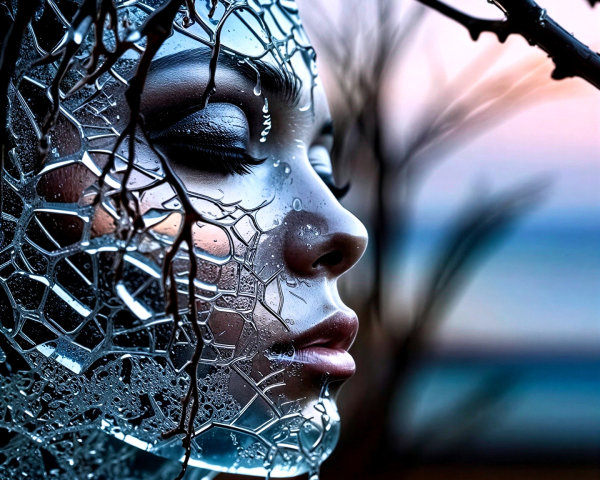 Artistic Figure Blending with Intricate Web Structure