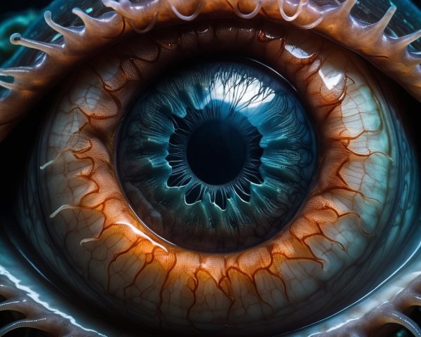 Close-Up of a Detailed Blue and Amber Eye