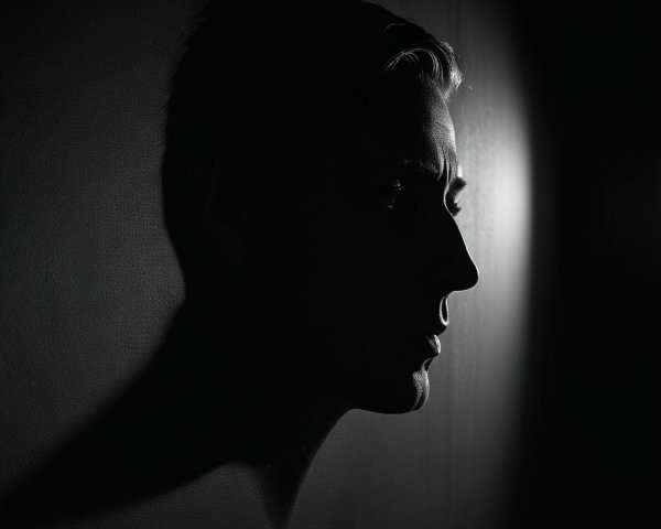 Black-and-White Silhouette with Dramatic Lighting