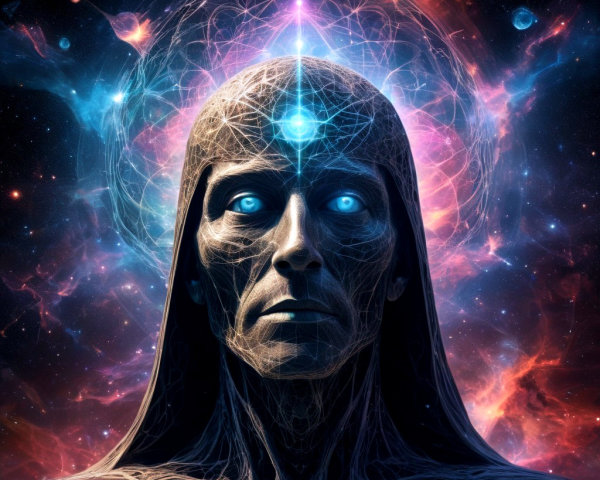 Hyperrealistic Portrait of a Cosmic Entity in Galaxy