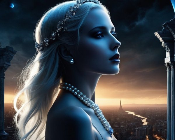 Profile of a Woman with Platinum Hair and Tiara