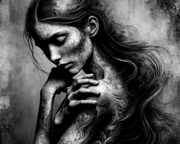 Monochromatic Portrait of a Woman with Textured Background