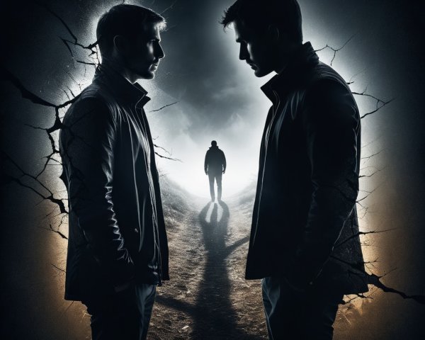 Silhouetted Figures in a Mysterious Dark Scene
