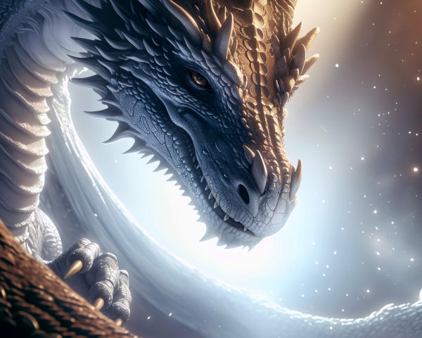 Majestic Serpentine Dragon Fantasy Art Illustration