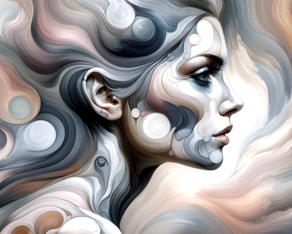 Stylized profile of a woman's face with soft hues