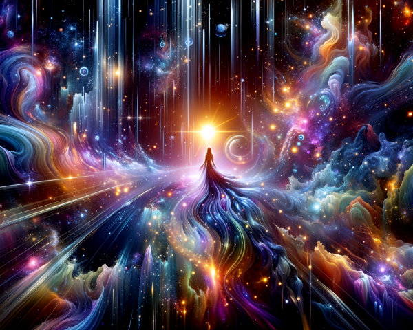 Vibrant Cosmic Landscape with Celestial Elements