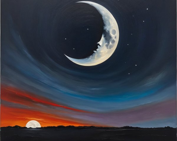 Serene Night Sky with Crescent Moon and Twilight Colors