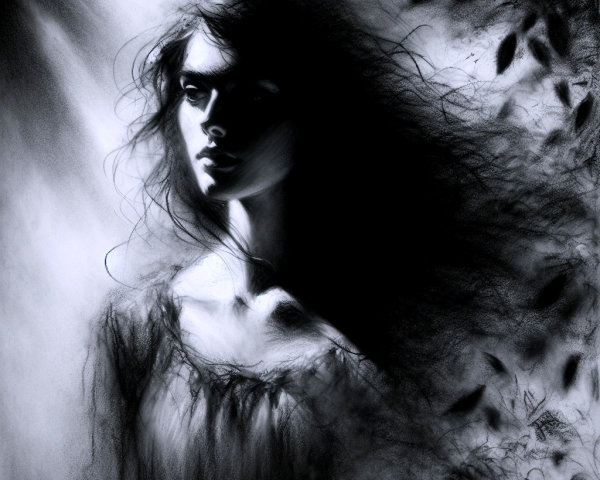 Monochromatic Portrait of a Woman in Shadows