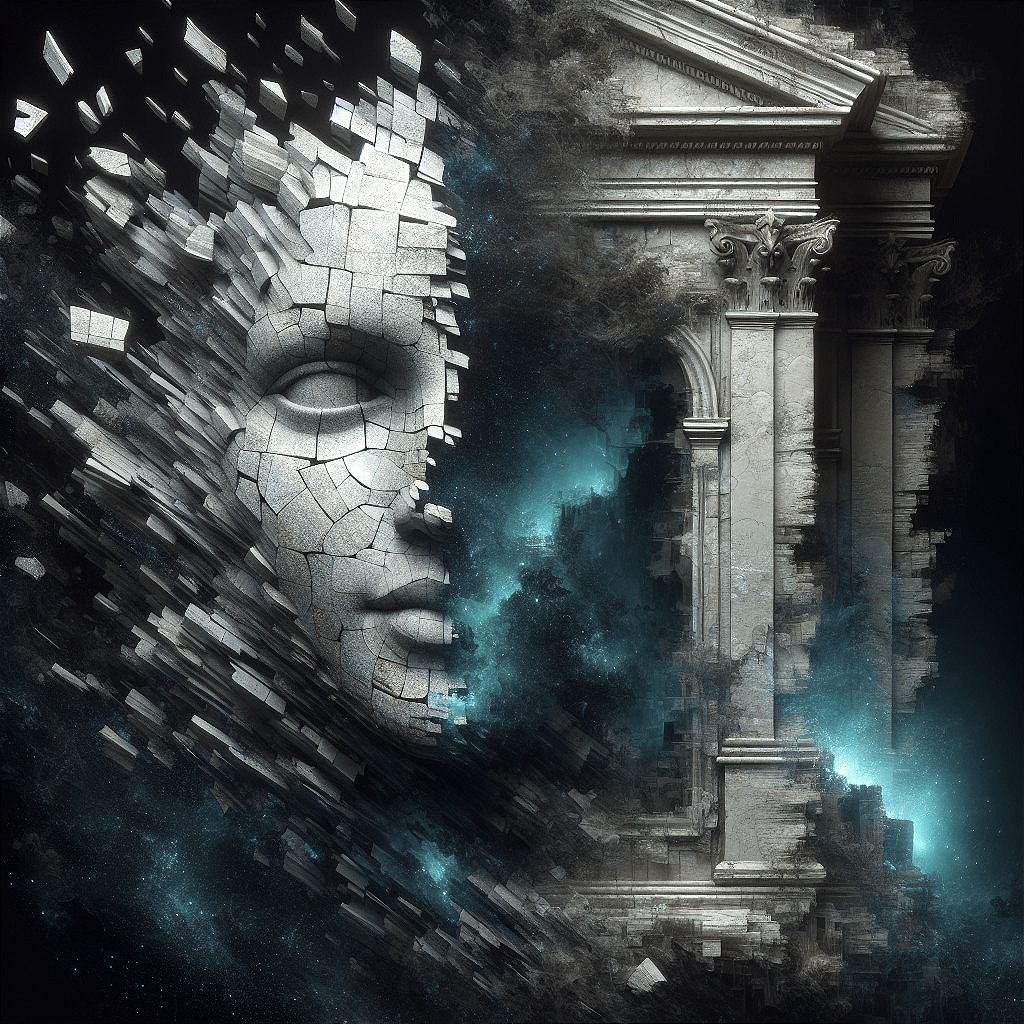 Fragmented Face and Classical Column in Cosmic Setting