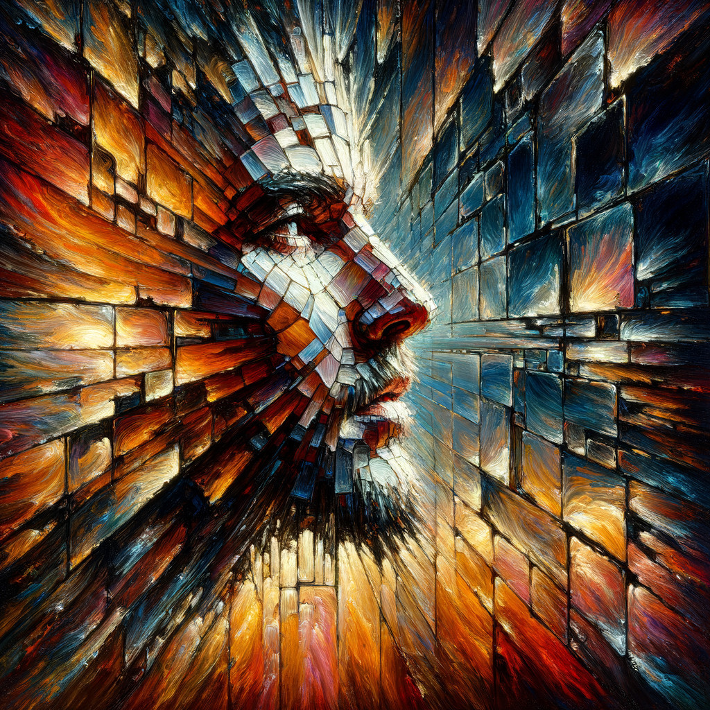 Abstract Face in Vibrant Mosaic of Colors and Shapes