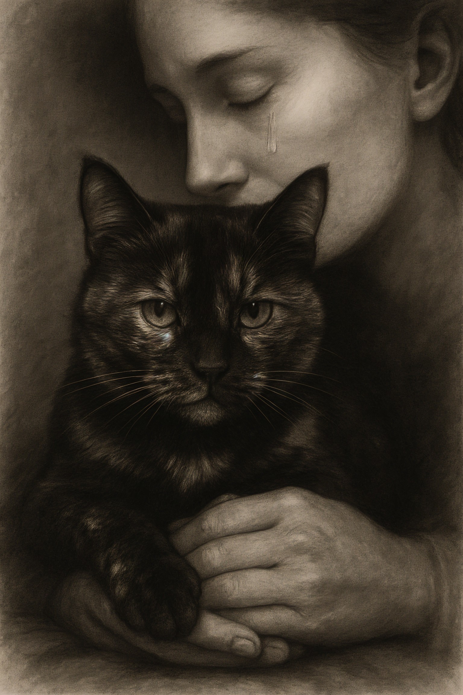 Emotional Connection Between Woman and Cat