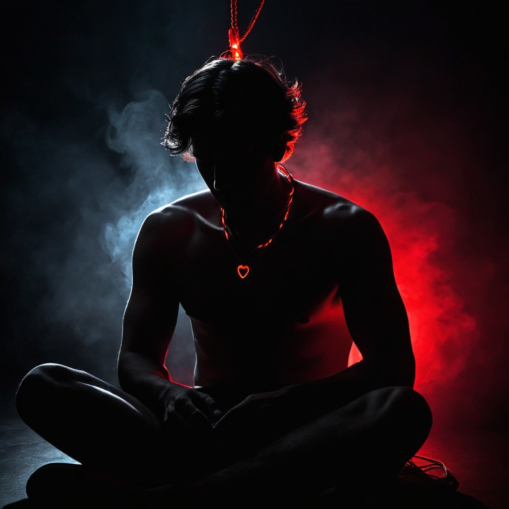 Silhouette of a Meditative Man with Swirling Smoke