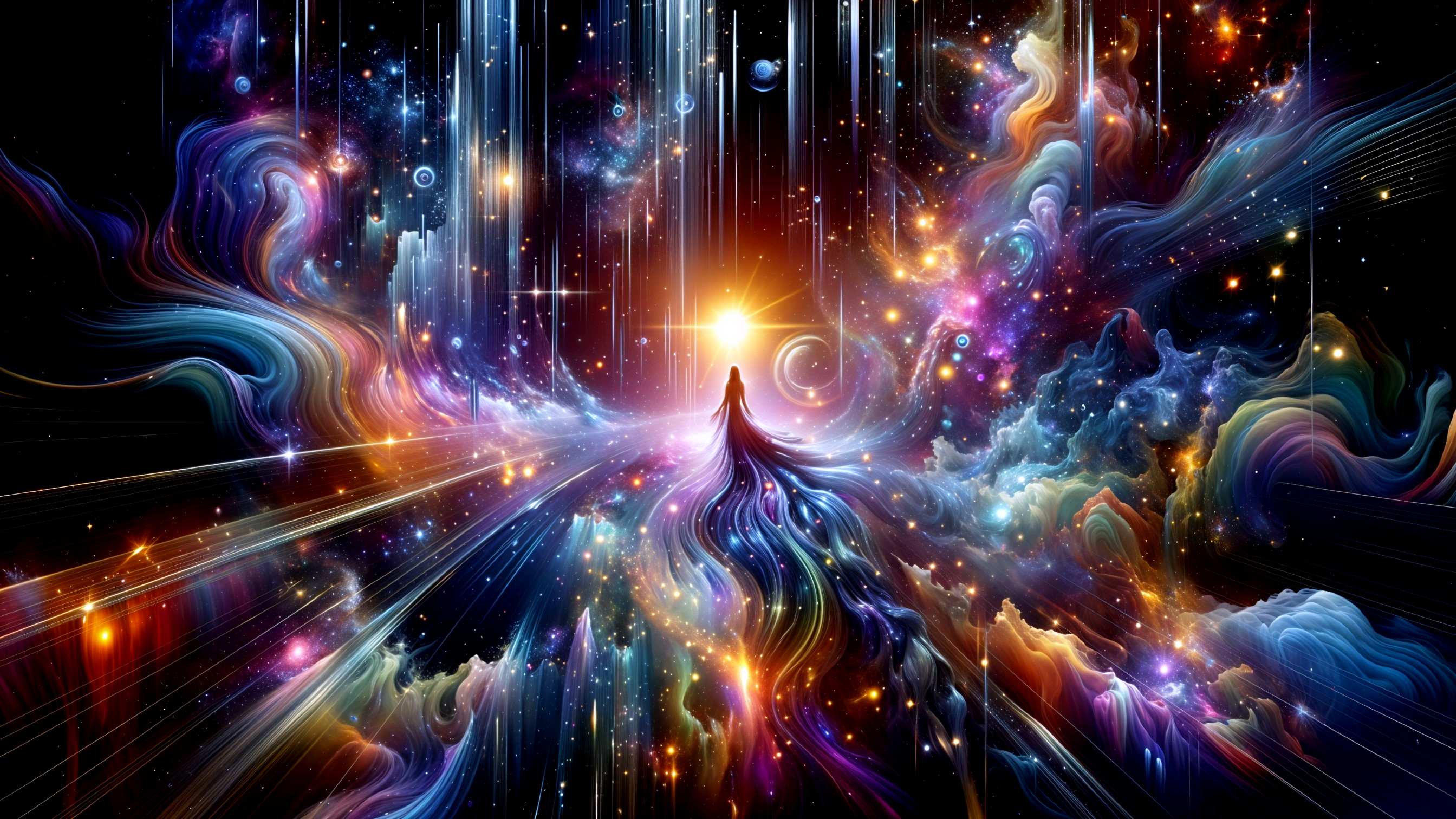 Vibrant Cosmic Landscape with Celestial Elements