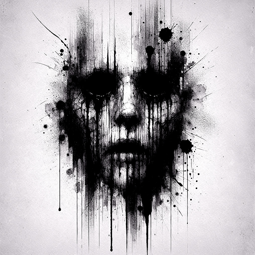 Abstract Monochromatic Face with Distorted Features