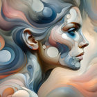 Stylized profile of a woman's face with soft hues