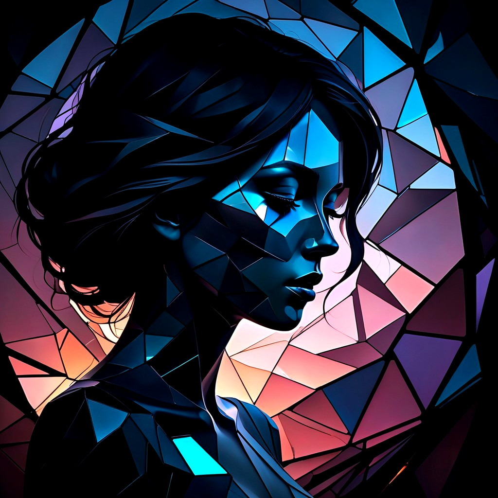 Abstract Portrait of a Woman with Geometric Shapes