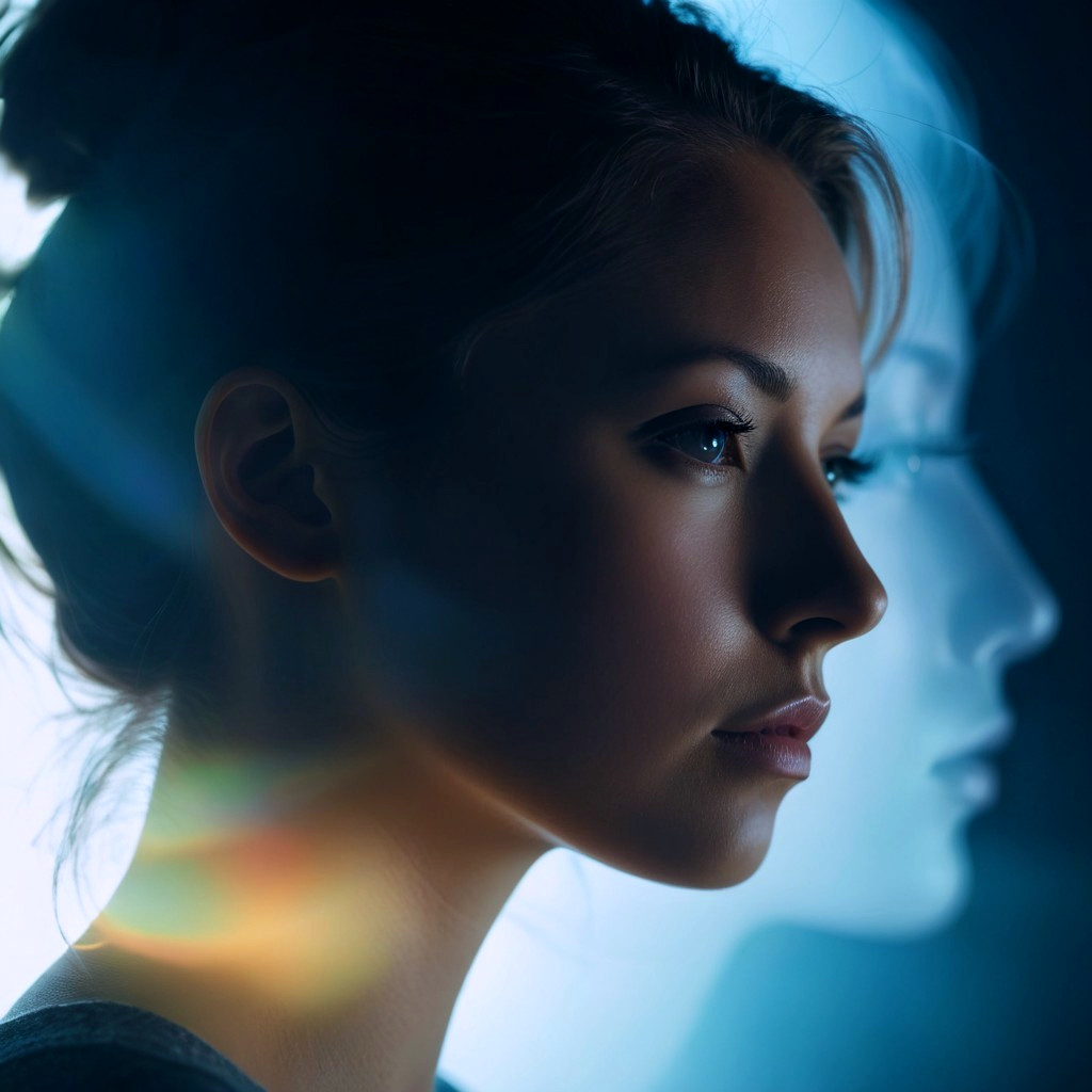 Close-Up Profile of a Thoughtful Young Woman