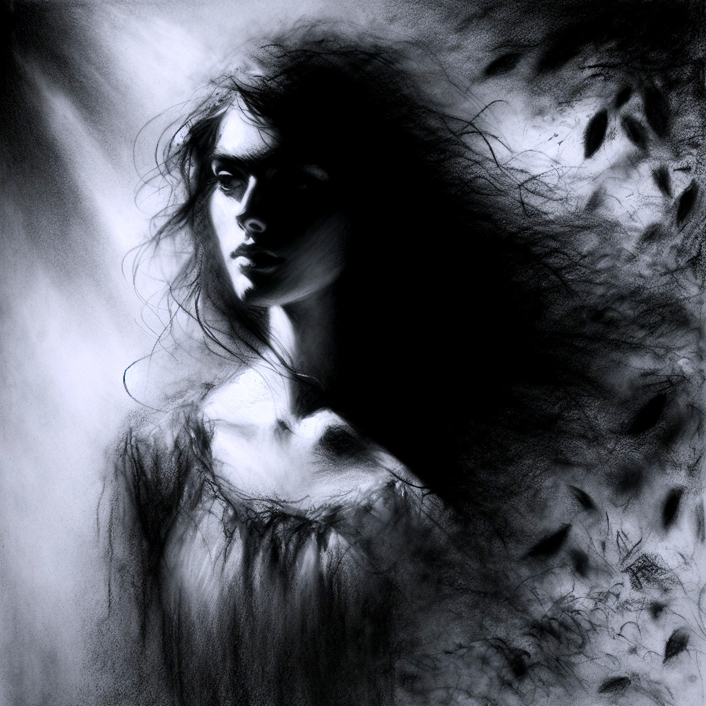 Monochromatic Portrait of a Woman in Shadows