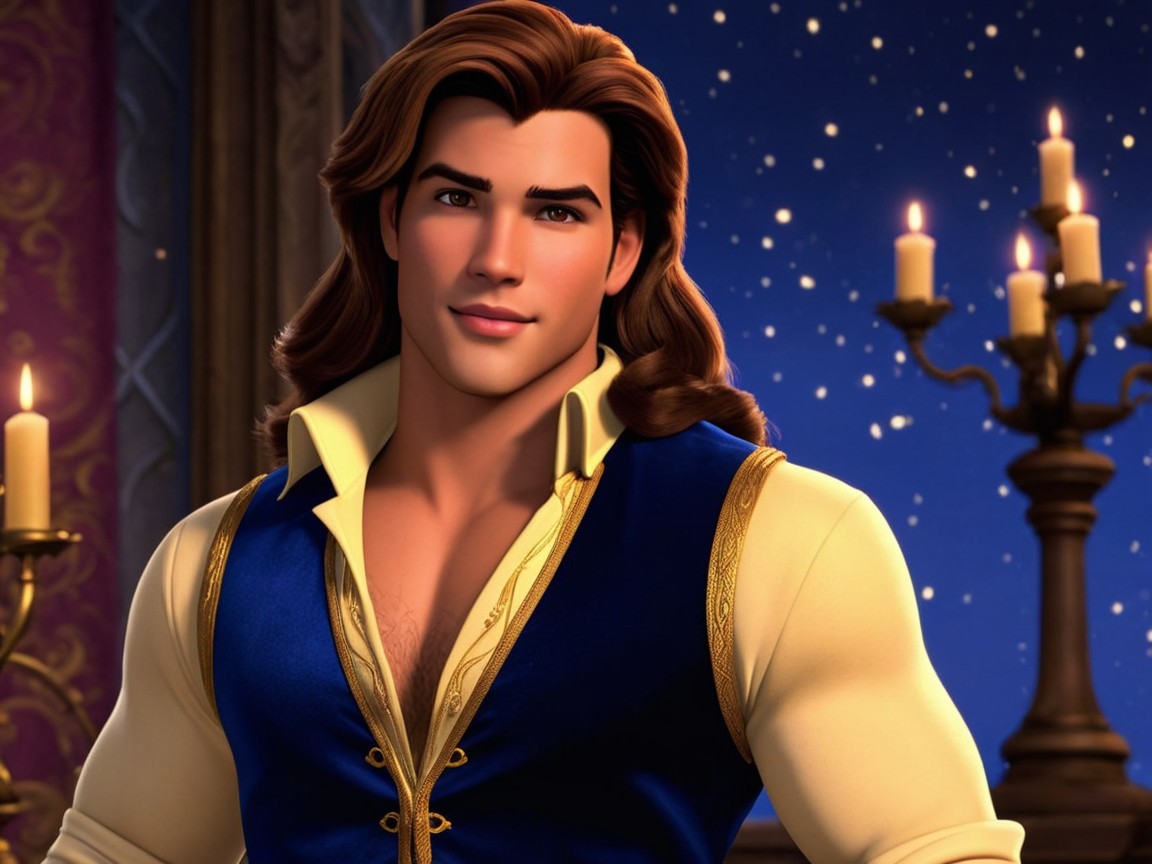 Animated Prince in Elegant Attire with Romantic Background
