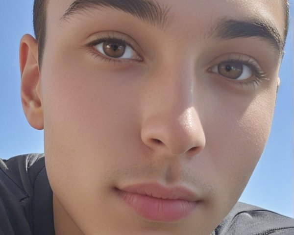 Close-Up Portrait of a Young Man with Light Brown Eyes