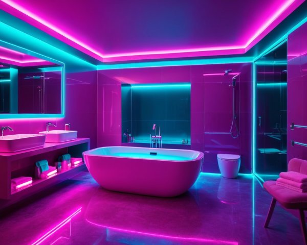 Modern Bathroom Design with Freestanding Tub and LED Lighting