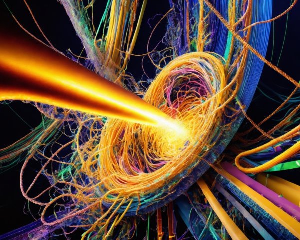 Intricate Abstract Digital Artwork with Colorful Threads