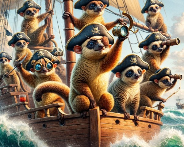 Playful Meerkats as Pirates on a Wooden Ship