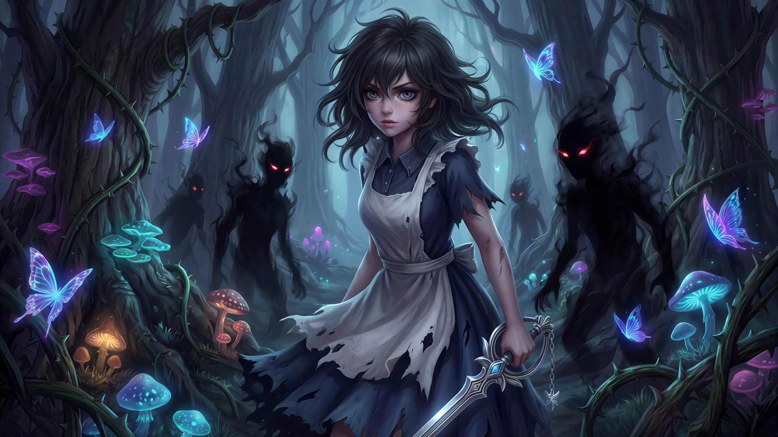 Dramatic Anime-Style Character in Enchanted Forest