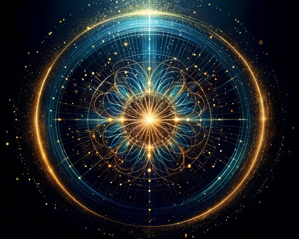 Glowing Atom Design with Concentric Light Circles