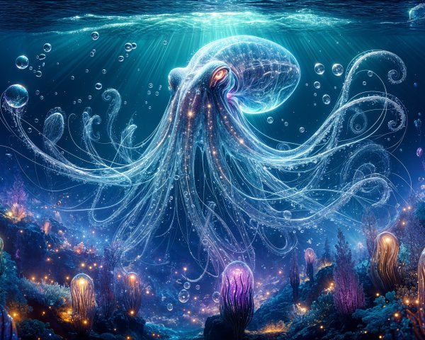 Luminous Jellyfish in a Vibrant Underwater Scene