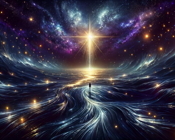 Cosmic Landscape with Vibrant Colors and Stars