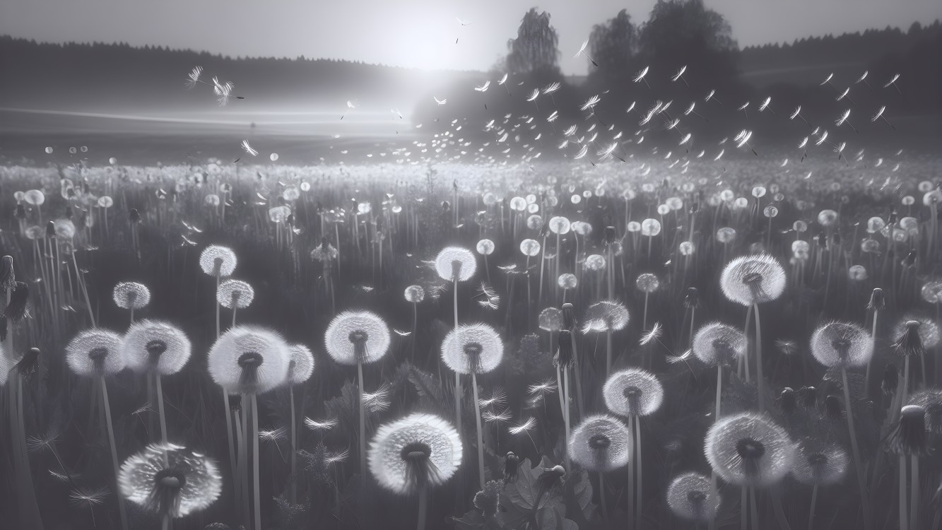 Monochromatic Landscape of Dandelions in Bloom